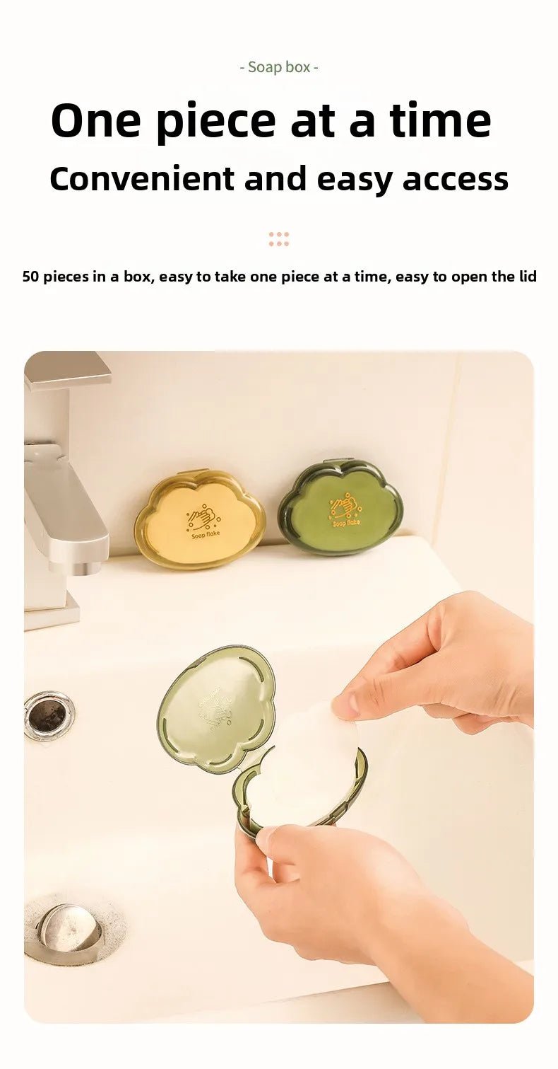 50pce/Box Travel Portable Disposable Soap Tablets Jasmine Scented Soap Flakes Children Student Portable Soap Paper Cleaning Tool - Ammpoure