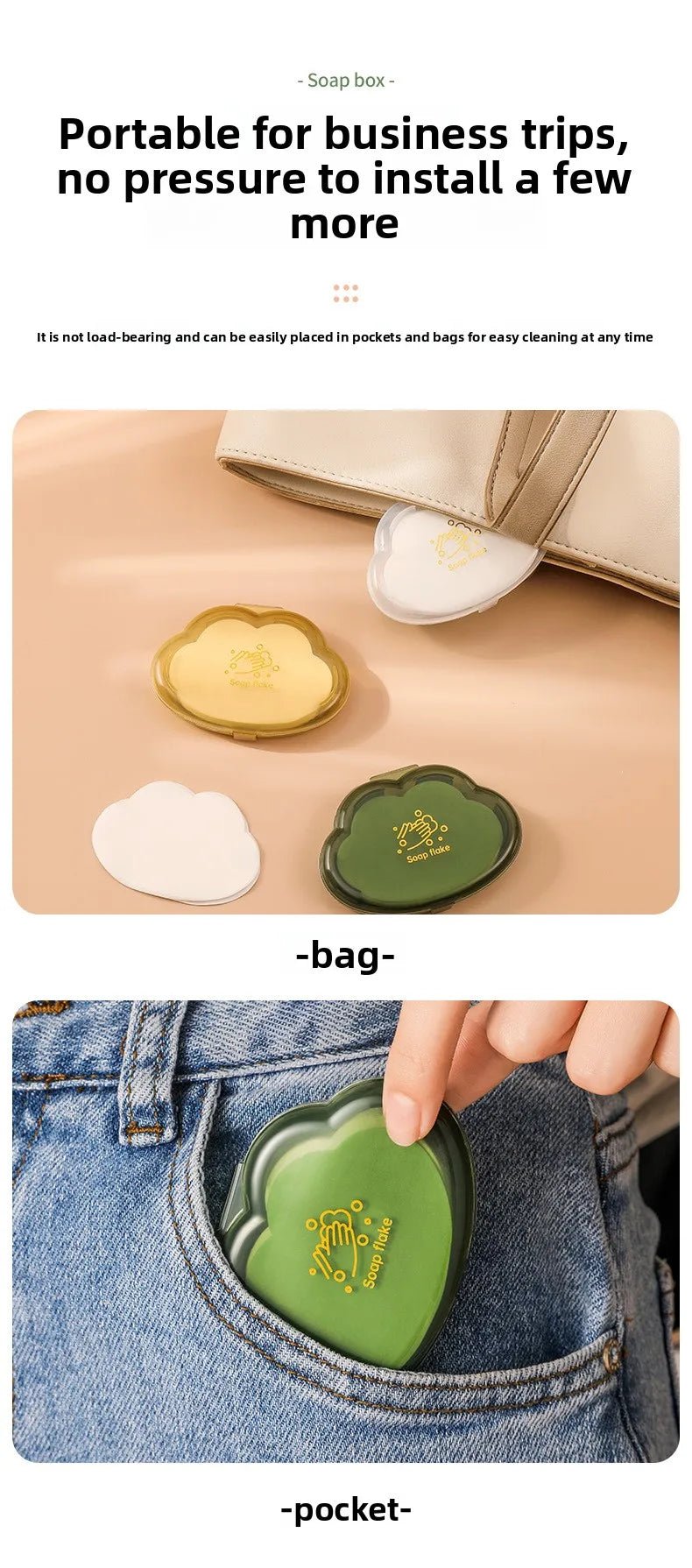 50pce/Box Travel Portable Disposable Soap Tablets Jasmine Scented Soap Flakes Children Student Portable Soap Paper Cleaning Tool - Ammpoure