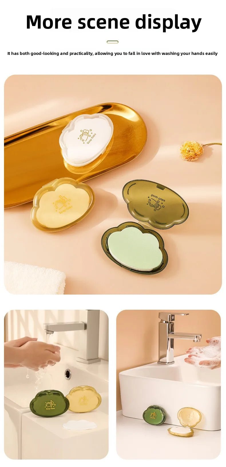 50pce/Box Travel Portable Disposable Soap Tablets Jasmine Scented Soap Flakes Children Student Portable Soap Paper Cleaning Tool - Ammpoure