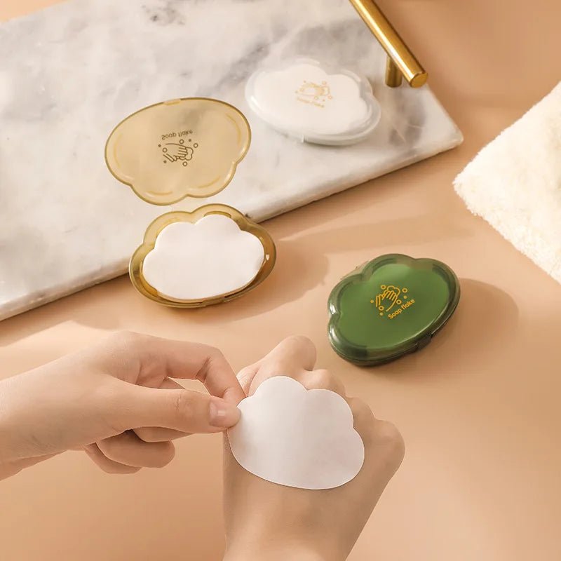 50pce/Box Travel Portable Disposable Soap Tablets Jasmine Scented Soap Flakes Children Student Portable Soap Paper Cleaning Tool - Ammpoure