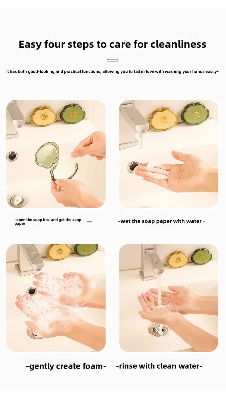 50pce/Box Travel Portable Disposable Soap Tablets Jasmine Scented Soap Flakes Children Student Portable Soap Paper Cleaning Tool - Ammpoure