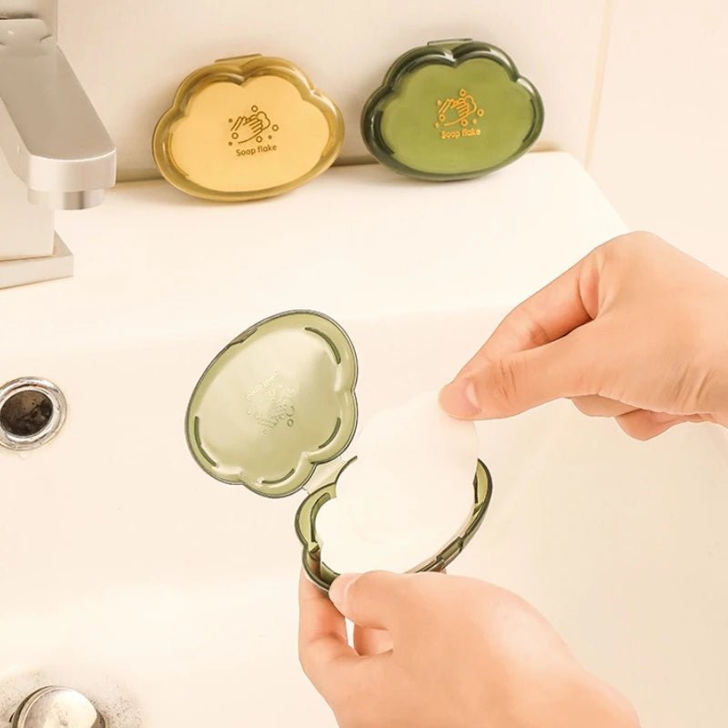 50pce/Box Travel Portable Disposable Soap Tablets Jasmine Scented Soap Flakes Children Student Portable Soap Paper Cleaning Tool - Ammpoure