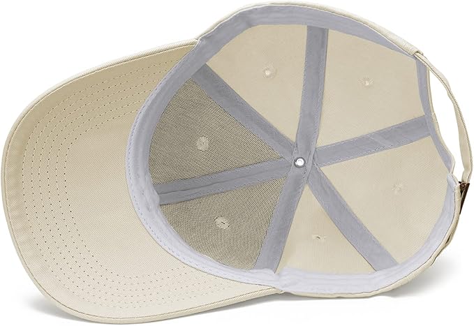 6-Panel Plain Baseball Cap — Adjustable Classic Cap for Men & Women, Beige UK - Ammpoure