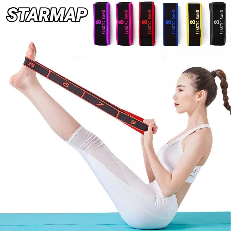 8 Section Style Dance USA Resistance Band Yoga Stretching Pilates Fitness Digital Elasticity Elastic Stretch Training Tension Belt - Ammpoure