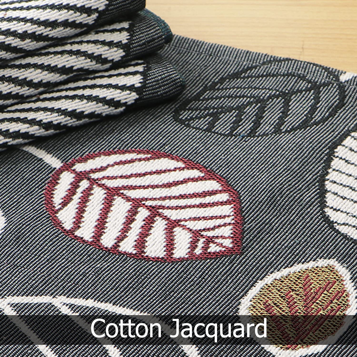 Cotton Jacquard Dinner Table Placemats Set of 4 (31 x 46 cm) Grey Leaves