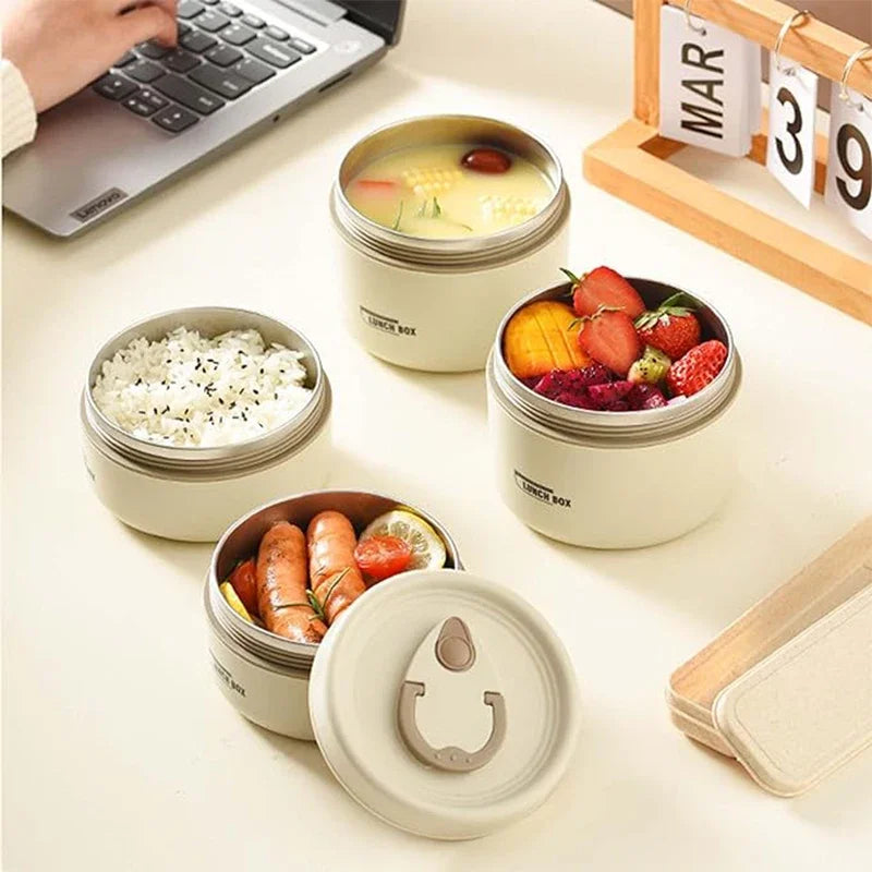 USA Insulated Food Lunch Container Set with Thermal Lunch Box 3 Separate Stackable Lunch Container for Adult Kids