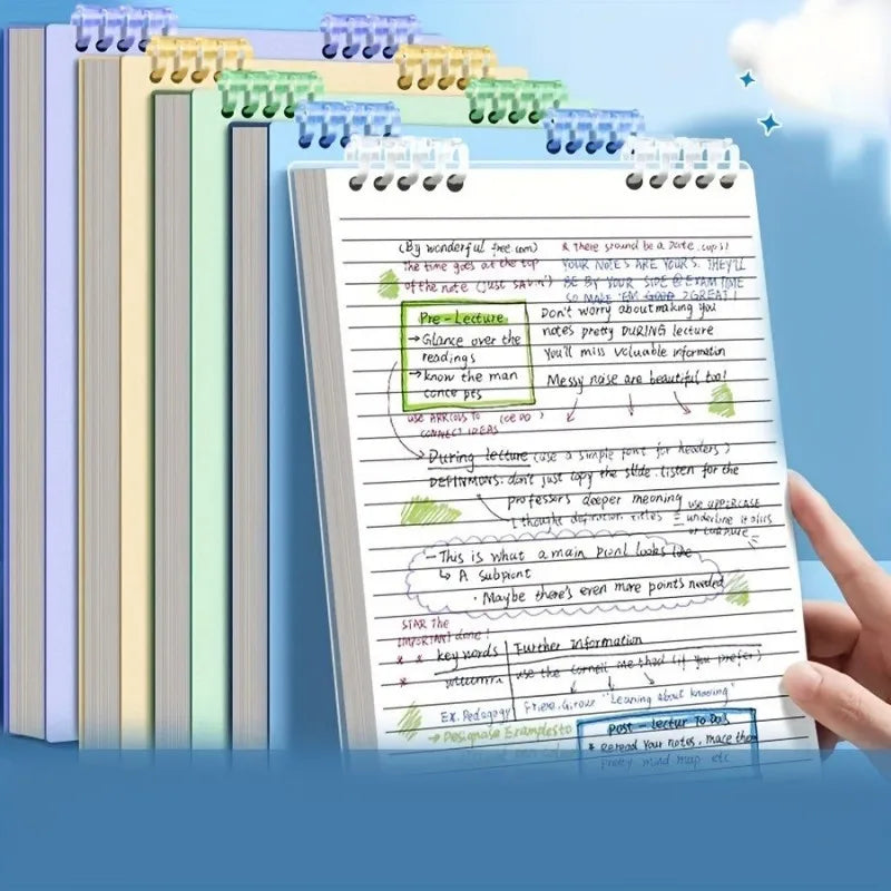 Refillable Spiral USA Notebook - Top-Flip Binding, Detachable Pages, A5 Lined Journal for Students