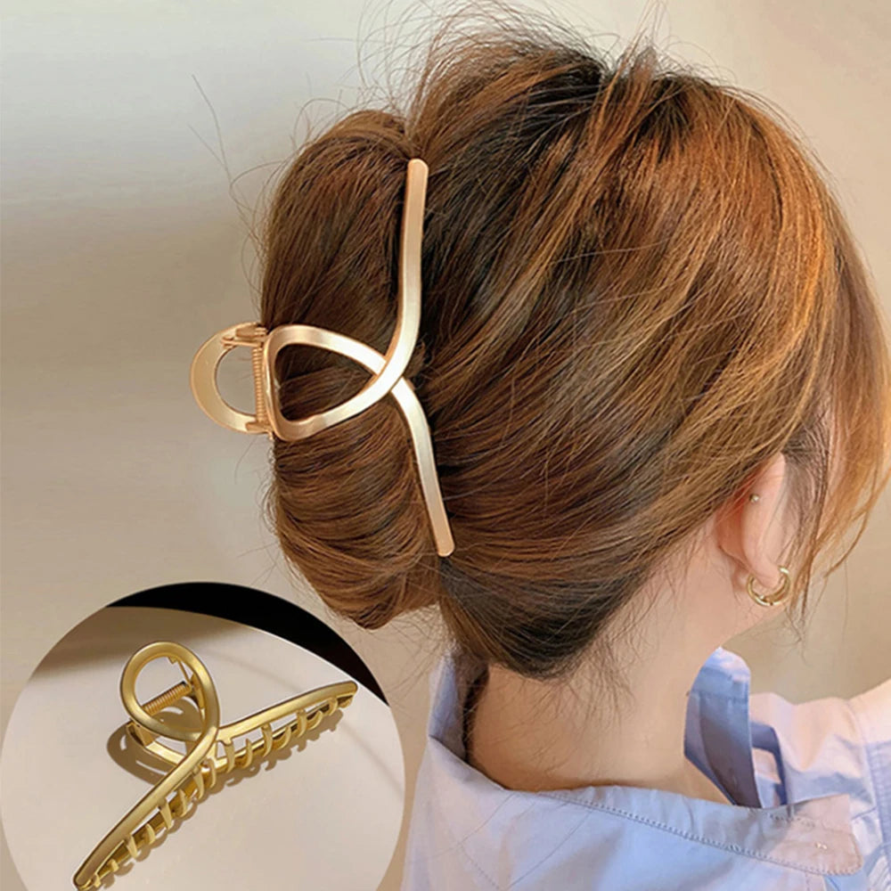 New Elegant Women Metal Hair Claw Canada Gold Hollow Geometric Vintage Hair Clip Barrette Headband Hair Accessory
