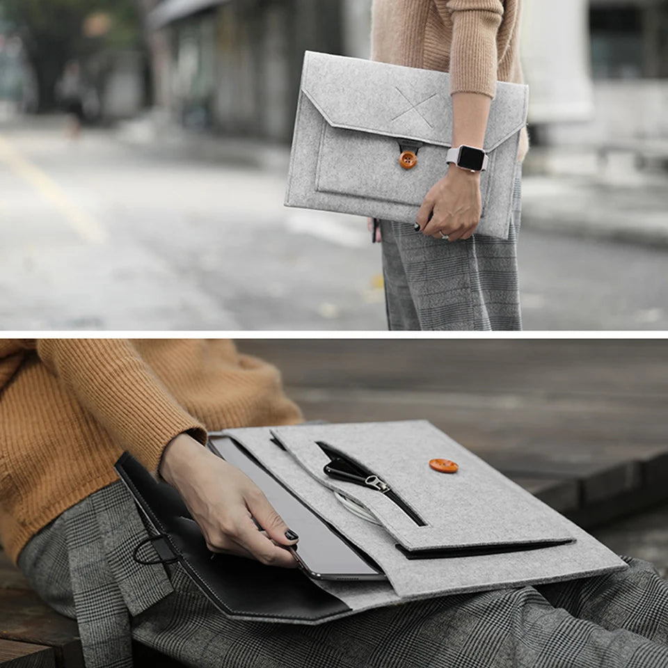 11.6/13/14/15" Laptop Sleeve USA Felt Ultralight Notebook Tablet Case Multi-Pocket Pouch Bag for Apple MacBook & ASUS