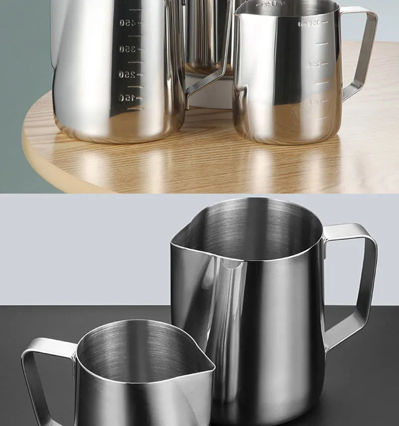 Stainless Steel Milk Frother Jug Canada Coffee Milk Frothing Pitcher Measurement Jug Espresso Barista Tool Coffee Accessories