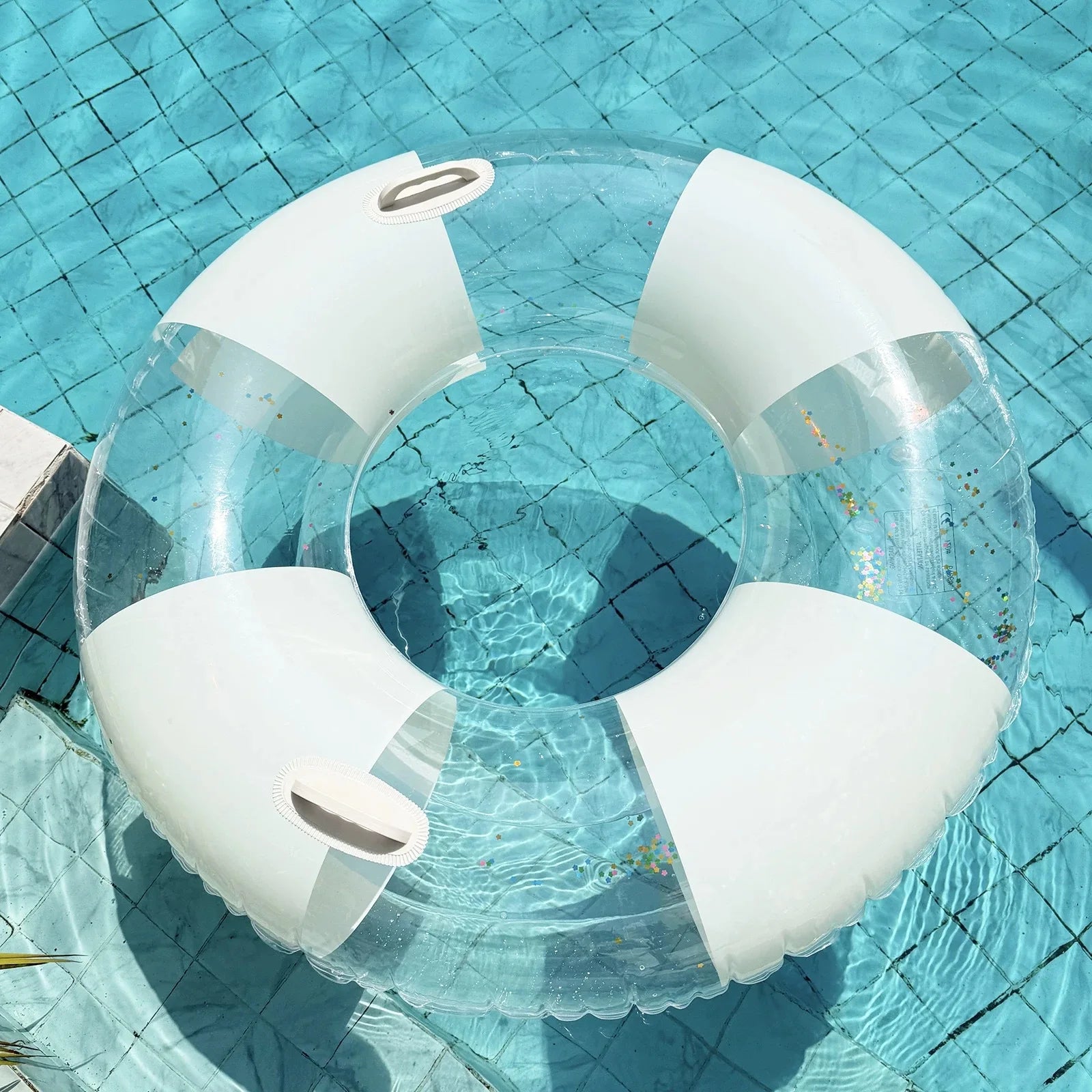 Minimalist Swim Ring Vacation Pool Float for Adults Inflatable Pool Lounger Sequin Floating Raft for Infinity Pool Photo Prop