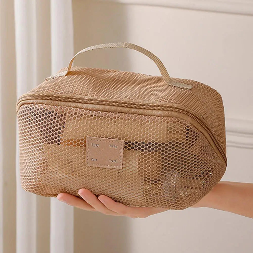 Large-Capacity Mesh Cosmetic Bag USA Multifunctional Travel Toiletry Organizer for Women, Makeup Storage Case & Beauty Tool Pouch