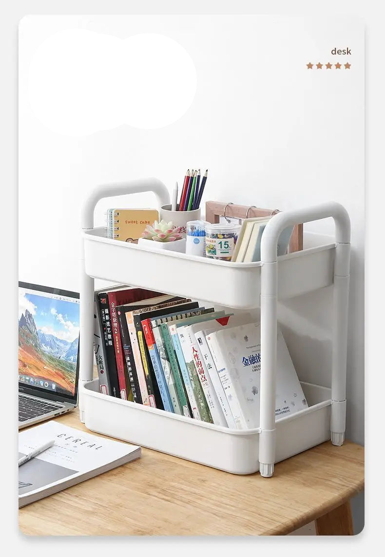 USA Four wheel rolling storage cart, mobile snack box and bathroom organizer, easy to assemble frame