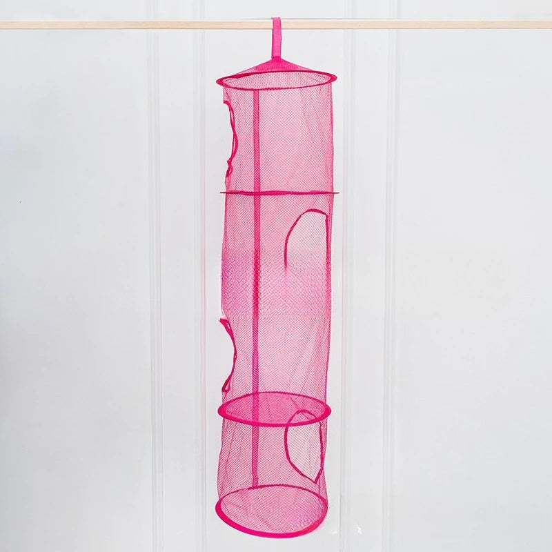 Foldable USA Storage Net 4 Compartments Hanging Mesh Toy Storage Hammock for Kids Room Toys Gloves Hats Socks
