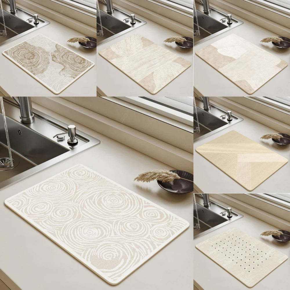 Tableware Drying Mat USA Soft Drain Pad Non-Slip Super Absorbent Wear-Resistant Coffee Machine Mat Kitchen Table Home Decor