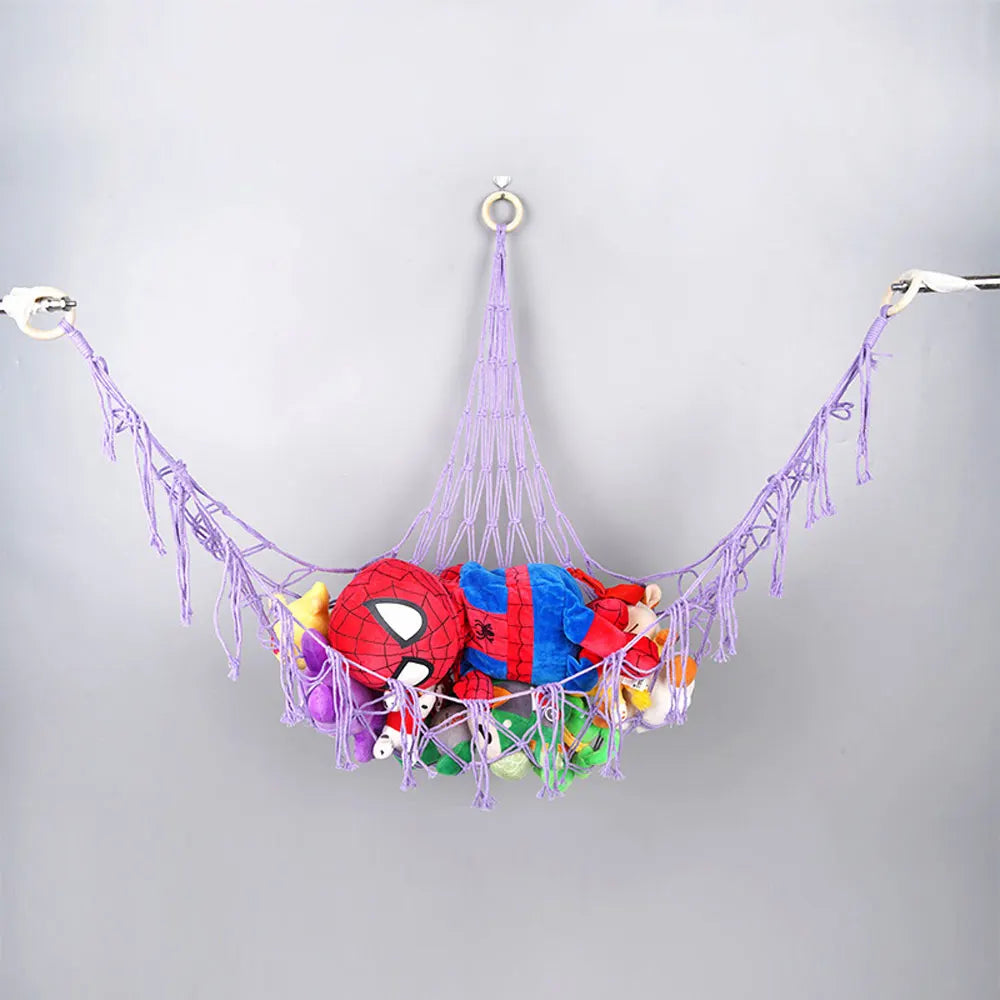1Pc Toy Hammocks Wall Corner Hanging Storage Net Organizer Woven Kids Stuffed Mesh Hammock Baby Animal Rope Hammock Bag Cotton