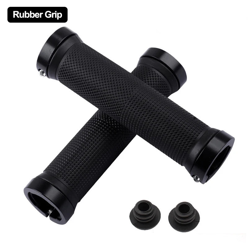 Bicycle Handlebar Grips USA Rubber Bilateral Lock-On Non-Slip MTB Mountain Bike Grips, Cycling Bike Accessories