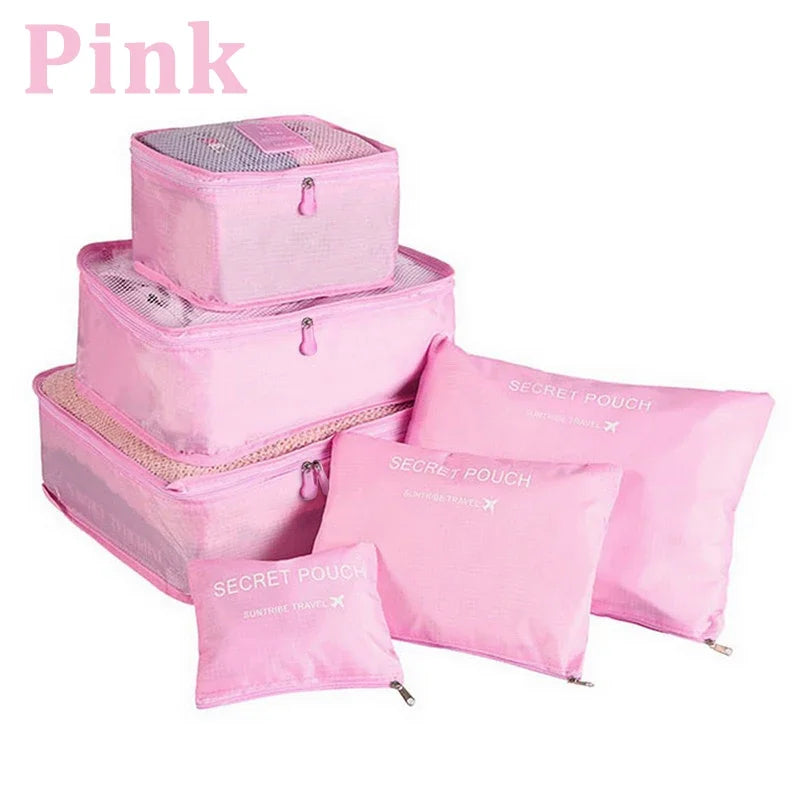 6PCS/Set Travel Storage Bags Canada Pink/Blue/Grey Large Capacity Waterproof Luggage Clothing Underwear Storage Bags with Zipper