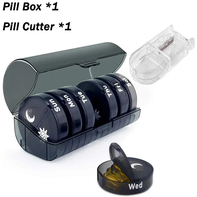 Weekly Pill Organizer USA Portable Travel Medicine Box, 21-Compartment 3-Times-a-Day Case for Vitamins, Supplements & Fish Oil