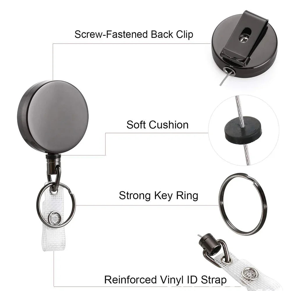USA Wire Keychain Pull Recoil Sporty Key Ring Retractable Keyring Anti Lost ID Card Holder Telescopic Burglar Chain Organizer