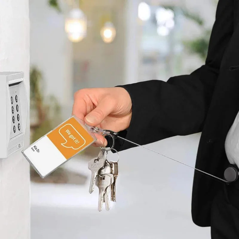 USA Wire Keychain Pull Recoil Sporty Key Ring Retractable Keyring Anti Lost ID Card Holder Telescopic Burglar Chain Organizer
