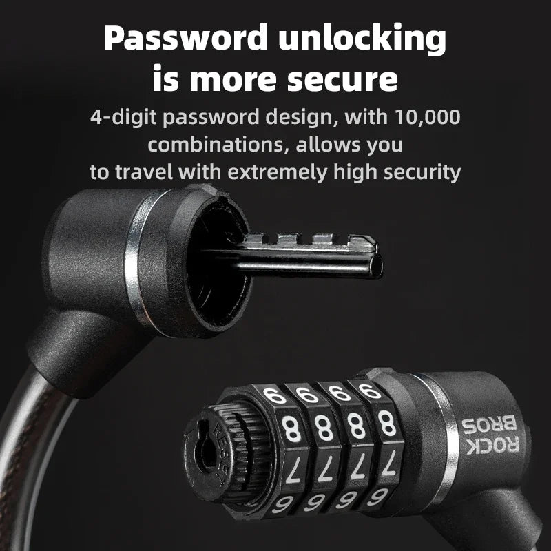 Canada Portable Bicycle Lock Ultra-Light Steel Cable Bike Lock 4-Digit Password PVC Waterproof Steel Password Lock MTB Road
