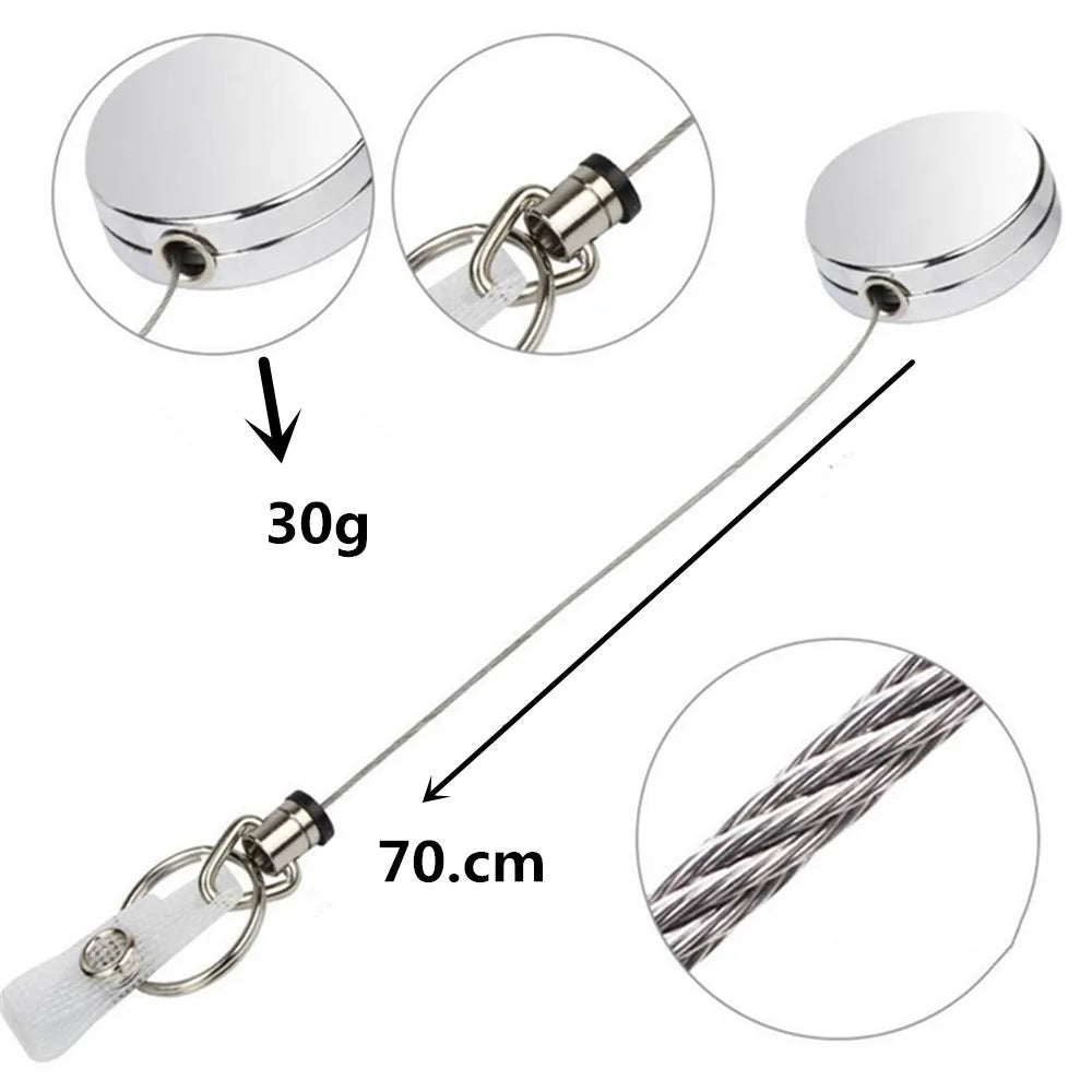 USA Wire Keychain Pull Recoil Sporty Key Ring Retractable Keyring Anti Lost ID Card Holder Telescopic Burglar Chain Organizer