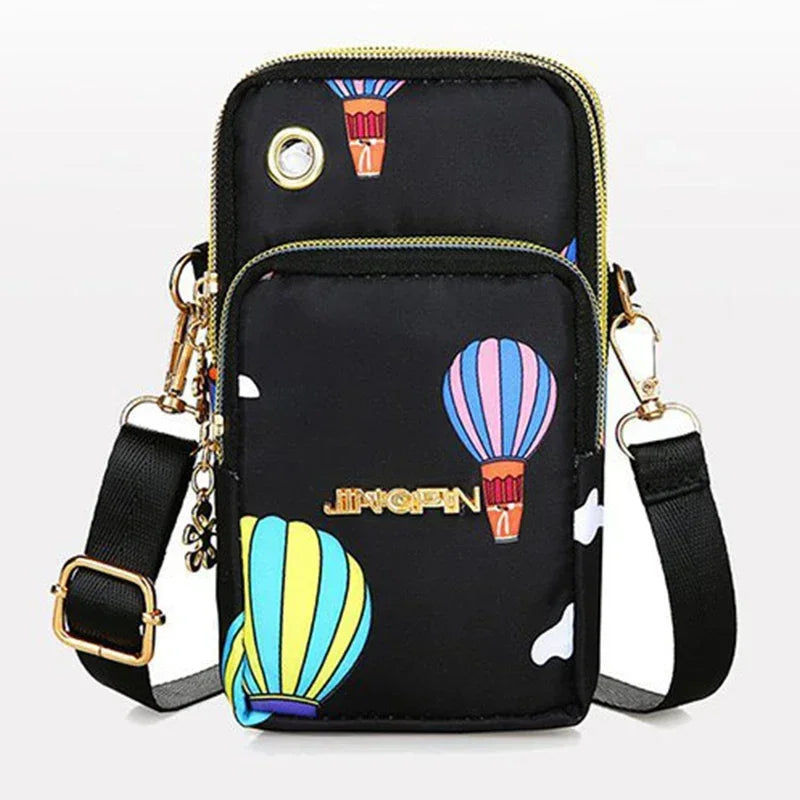 Women’s Mobile Phone Crossbody Bag USA Fashion Mini Coin Purse Neck Hanging Running Shoulder Bag 3-Layer Wallet for Moms