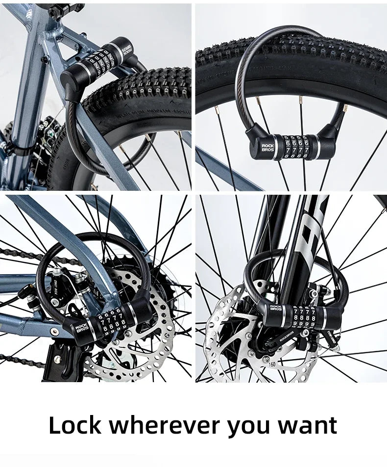 Canada Portable Bicycle Lock Ultra-Light Steel Cable Bike Lock 4-Digit Password PVC Waterproof Steel Password Lock MTB Road