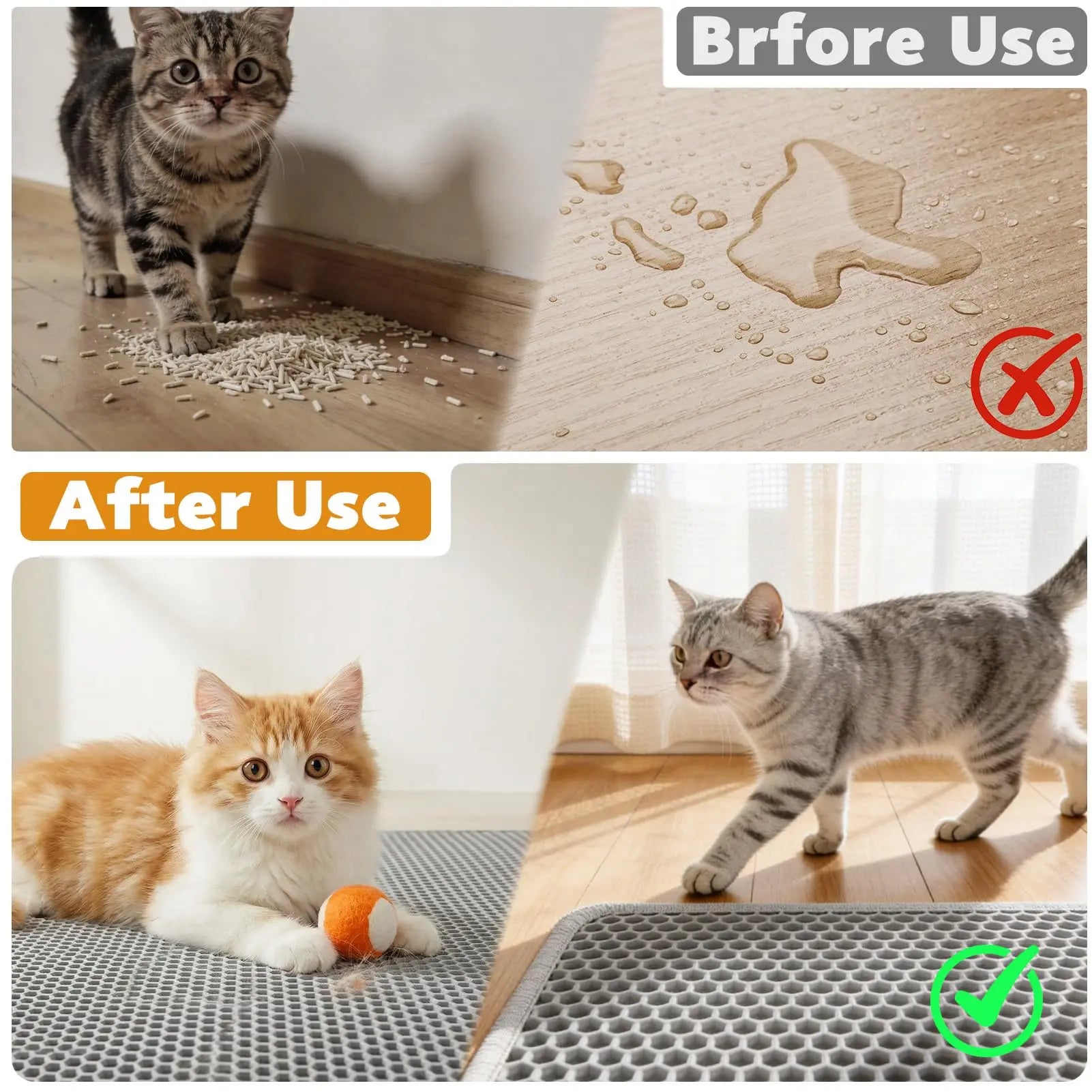 USA Cat Litter Mat Double Layer Pet Non Slip Big Pet Litter Box Filter MatWear Resistant Waterproof Anti-slip Cat Litter Mat