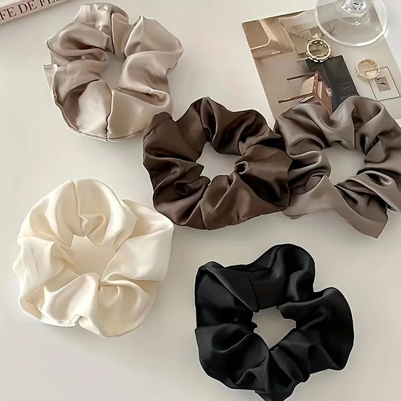 5PCS/Set Women Elegant Hair Bands Canada Solid Color Large Scrunchies Hair Ties Daily Simple Ponytail Holders Girls Hair Accessories