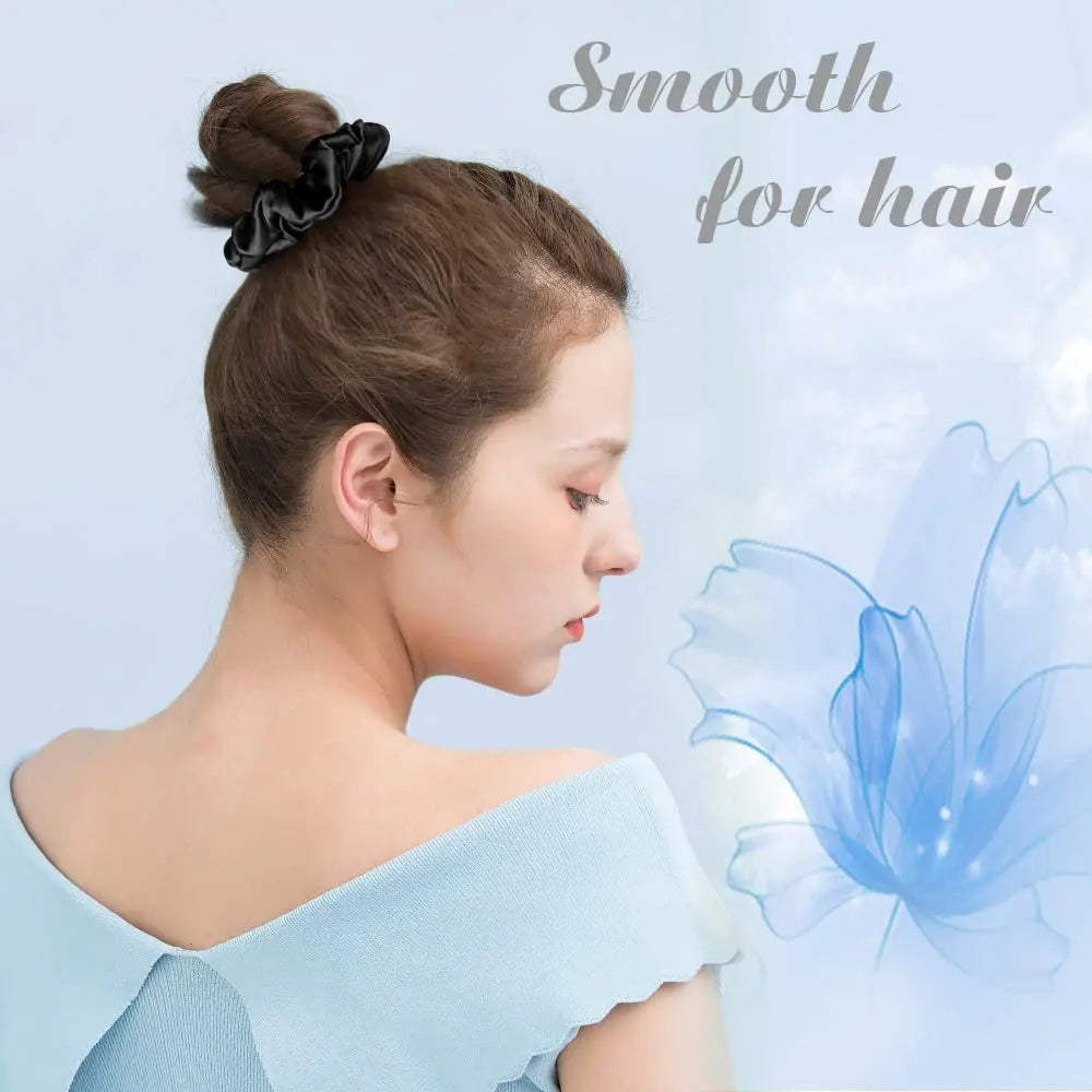 3PCS 100% Pure Silk Hair Scrunchies Set USA 22 Momme High-Quality Hair Bands in 1cm/2cm/3cm Widths