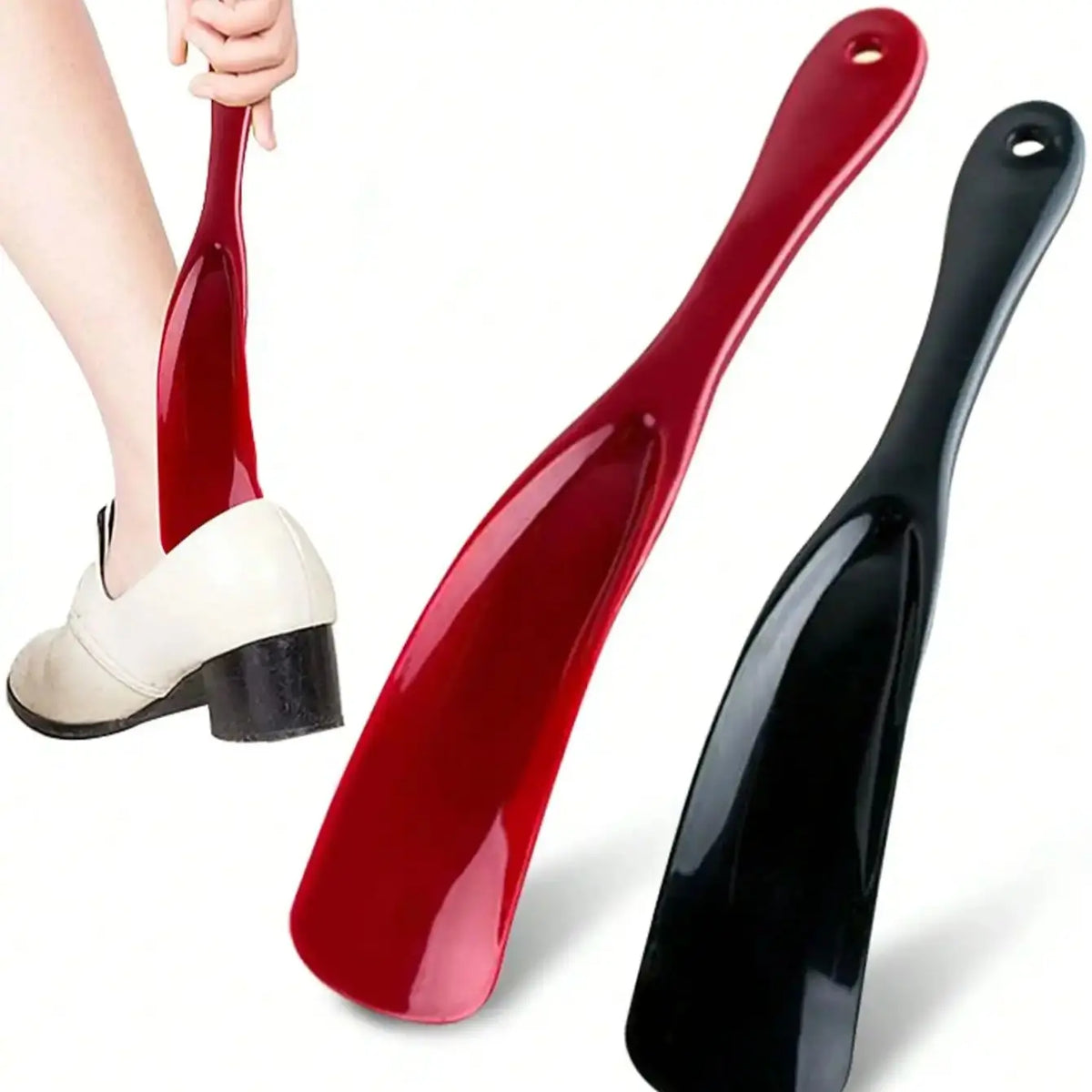 2PCS Unisex Long-Handle Shoe Horns USA Portable Plastic Shoe Helpers Non-Slip Easy-Wear Tools for Travel & Daily Use