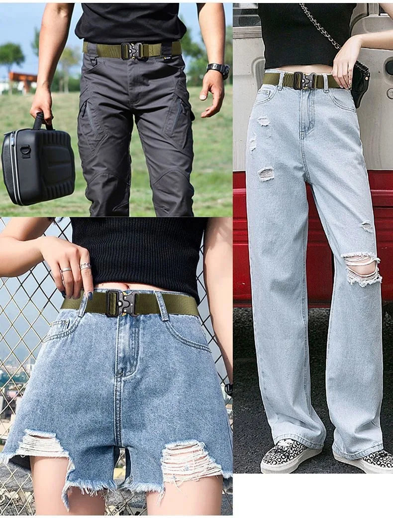 2Pcs Men Tactical Nylon Belt Quick Release Buckle Adjustable Heavy Duty Waist Belt Outdoor Casual Work Belt For Jeans Pants
