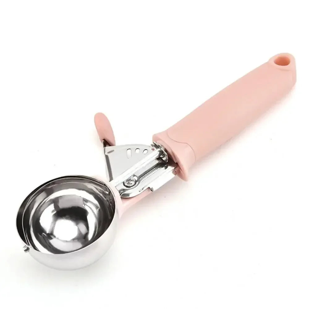 Ice Cream Scoop with Trigger USA Stainless Steel Fruit & Ice Cream Scoop with Comfort-Grip Handle for Home & Kitchen Use