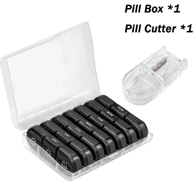 Weekly Pill Organizer USA Portable Travel Medicine Box, 21-Compartment 3-Times-a-Day Case for Vitamins, Supplements & Fish Oil