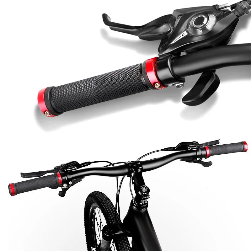 Bicycle Handlebar Grips USA Rubber Bilateral Lock-On Non-Slip MTB Mountain Bike Grips, Cycling Bike Accessories