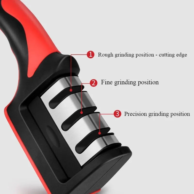Knife Sharpener Kitchen Multifunctional Handheld Fast Sharpening Stone Three-stage Cutting Knife Kitchen Supplies