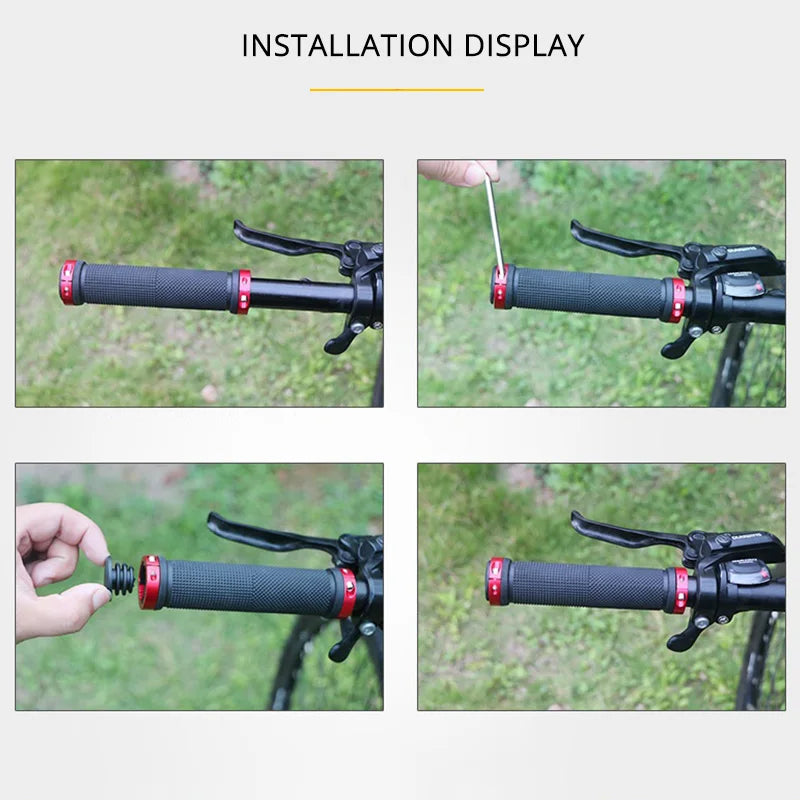 Bicycle Handlebar Grips USA Rubber Bilateral Lock-On Non-Slip MTB Mountain Bike Grips, Cycling Bike Accessories