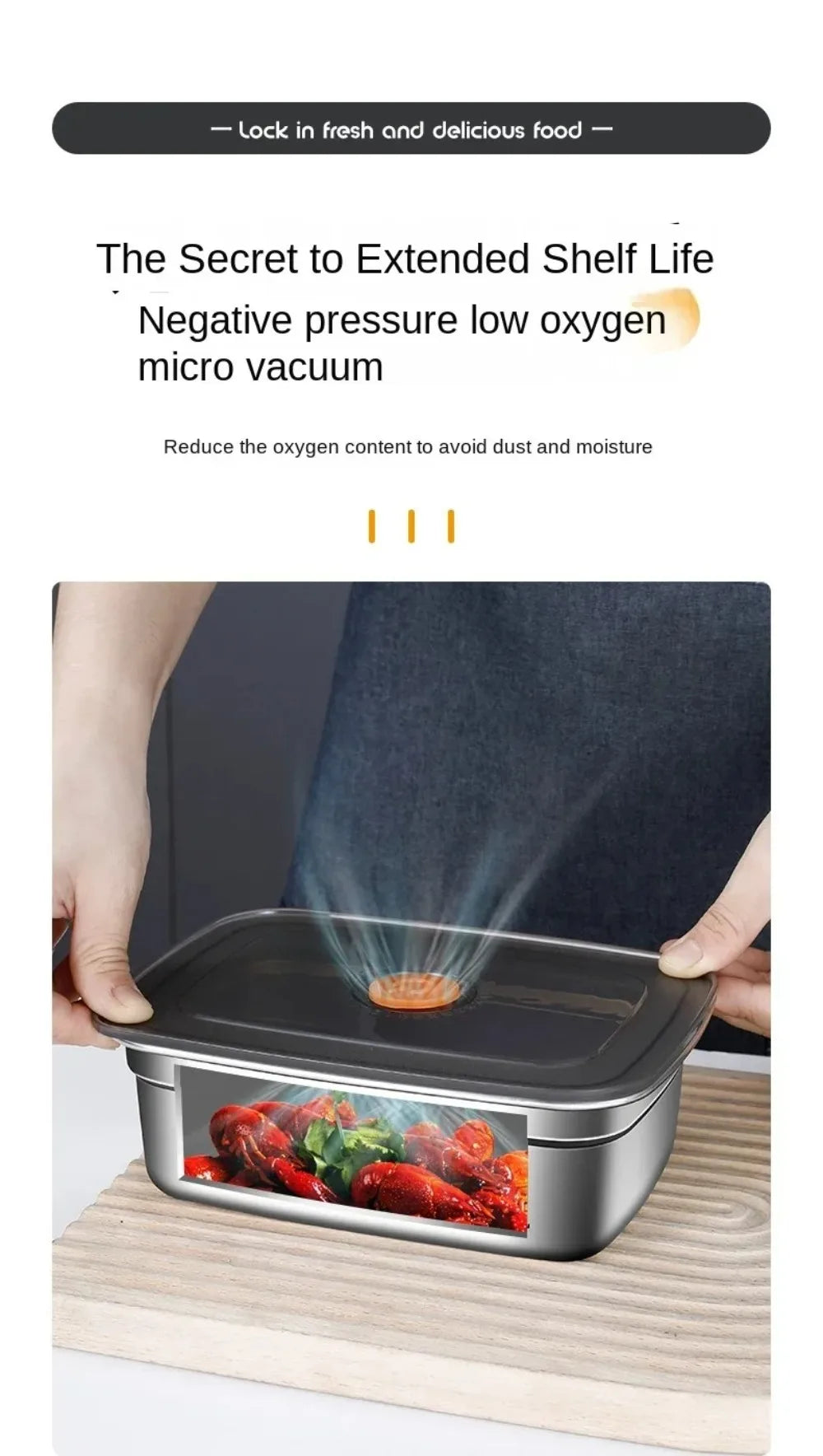 Stainless Steel Camping USA Lunch Box Sealed Microwave Suitable Bento Box Leak-proof Large Capacity Refrigerator Freezer Storage Box