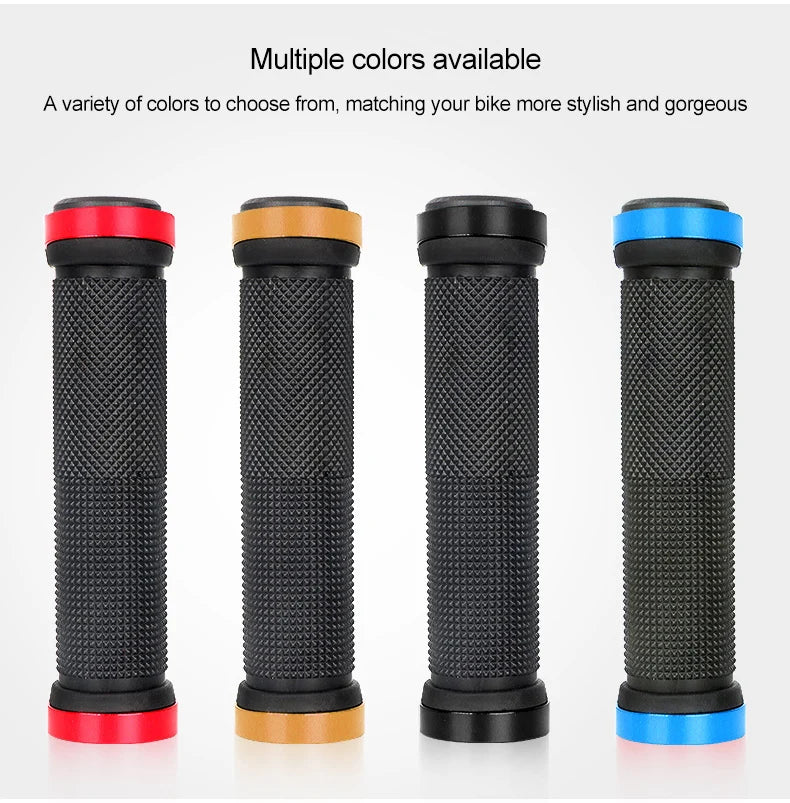 Bicycle Handlebar Grips USA Rubber Bilateral Lock-On Non-Slip MTB Mountain Bike Grips, Cycling Bike Accessories