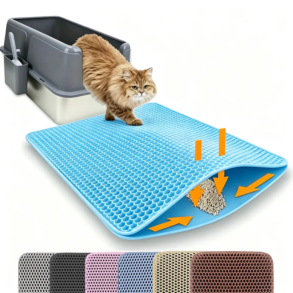 USA Cat Litter Mat Double Layer Pet Non Slip Big Pet Litter Box Filter MatWear Resistant Waterproof Anti-slip Cat Litter Mat