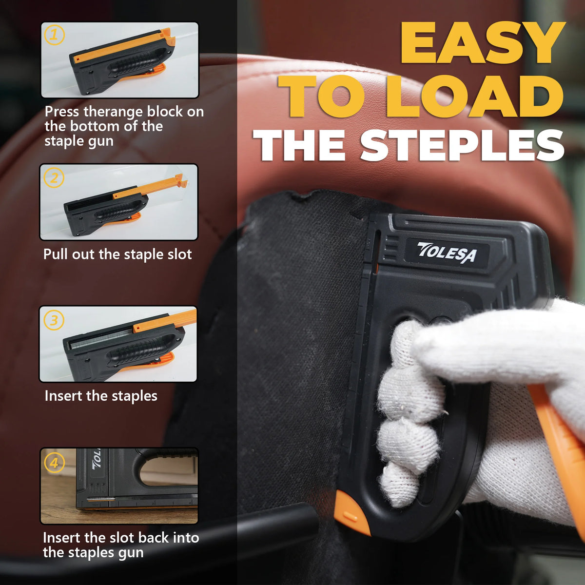 4-in-1 Heavy-Duty Staple Gun Kit USA Manual Upholstery Stapler with 2000 Staples for Wood, Carpentry, Crafts, Wall & DIY Projects