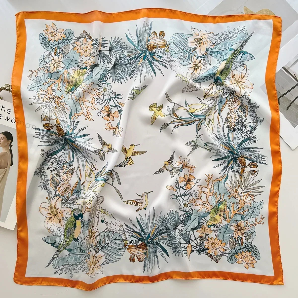 Luxury Design Print Silk Square Scarf Canada Women Soft Satin Horse Hairband Neckerchief Office Headband Foulard Bag Ribbon Gift
