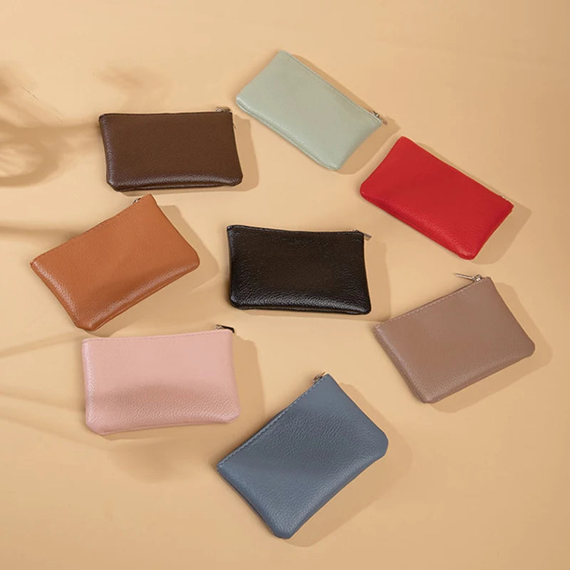Women PU Leather Coin Purse Canada Retro Litchi Pattern Zipper Pouch Mini Change Purse Unisex Solid Wallet Card Holder Storage Bag