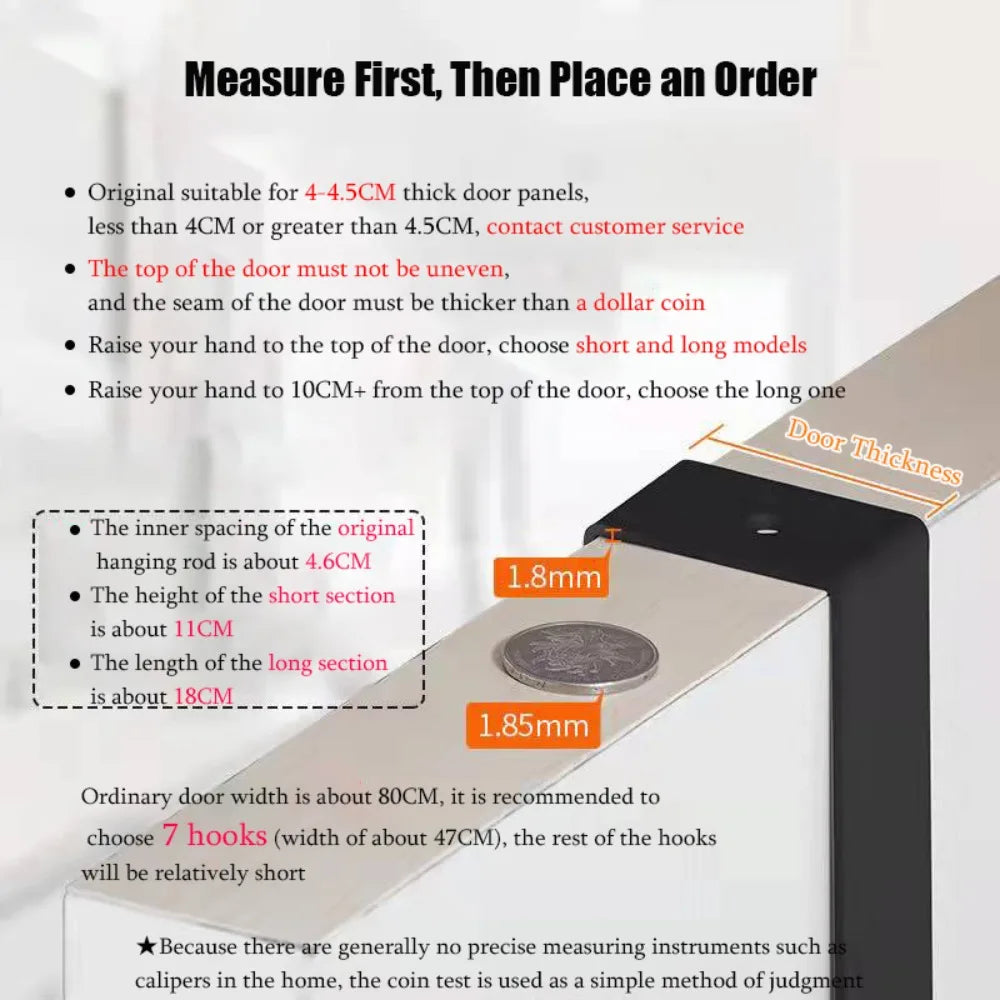 6-Hook Over-the-Door Hanger USA Clothes Coat Hat Towel Organizer Rack for Home Bathroom Kitchen Accessories Holder