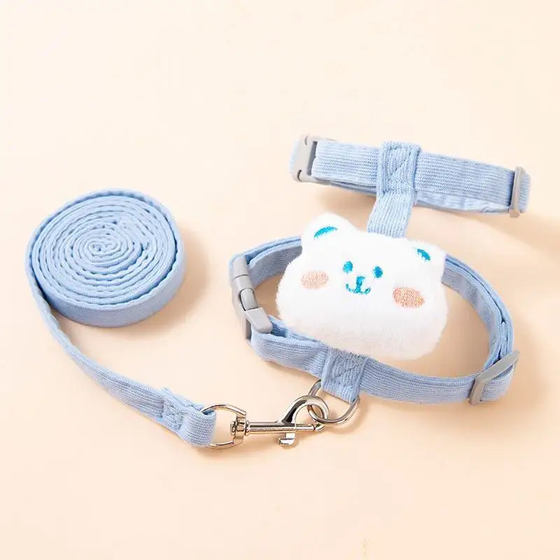 Cartoon canada Doll Backpack Cat Harness Set Plush Toy Vest with Leash Adjustable Escape-Proof Soft Mesh Harness for Small Cats Kitten