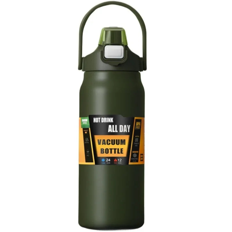 800ML 304 Stainless Steel Thermos USA Thermal Mug Cup with Straw, Sports Vacuum Flask for Hot & Cold Water, Insulated Travel Bottle