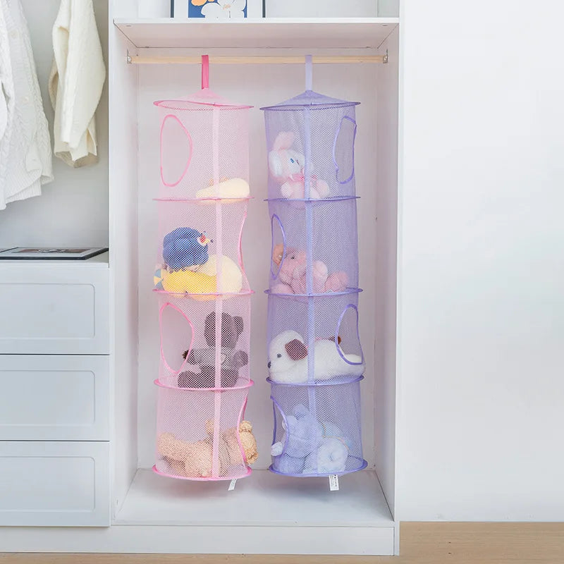 Foldable USA Storage Net 4 Compartments Hanging Mesh Toy Storage Hammock for Kids Room Toys Gloves Hats Socks
