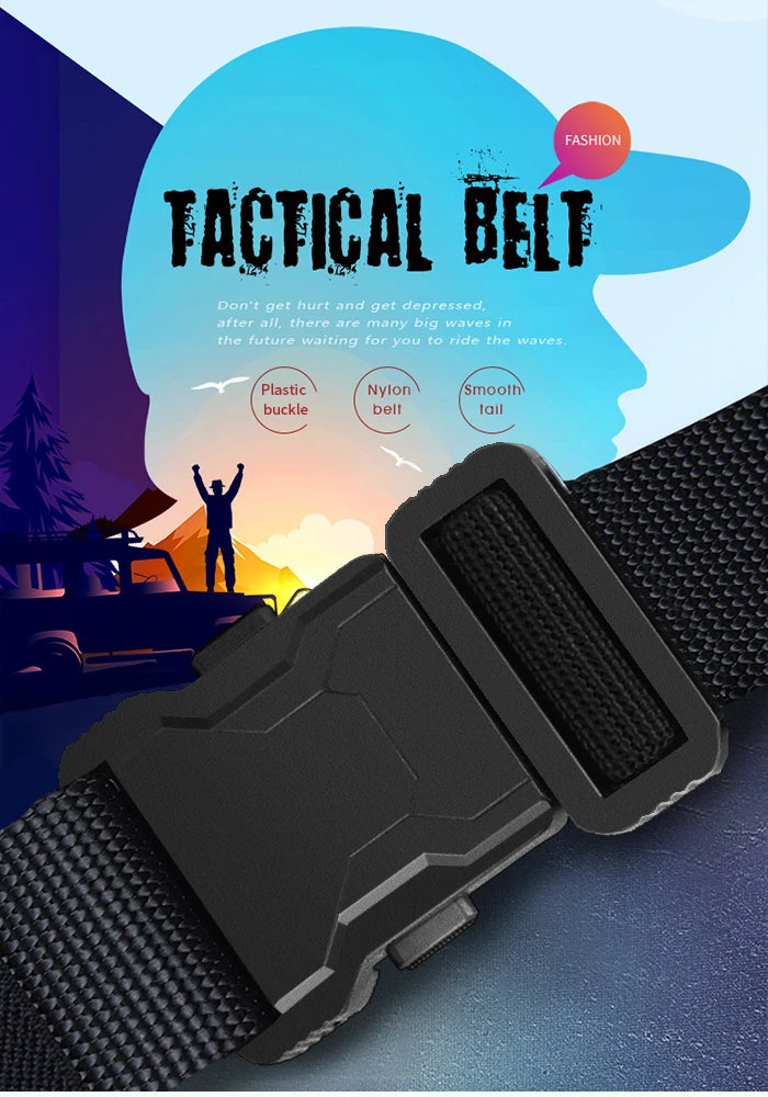 2Pcs Men Tactical Nylon Belt Quick Release Buckle Adjustable Heavy Duty Waist Belt Outdoor Casual Work Belt For Jeans Pants
